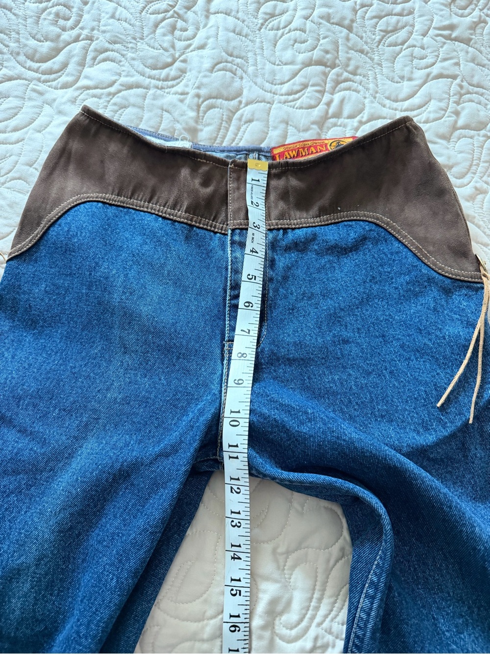 Straight Leg Women's Jeans with Brown Waistband - Picture 6 of 9